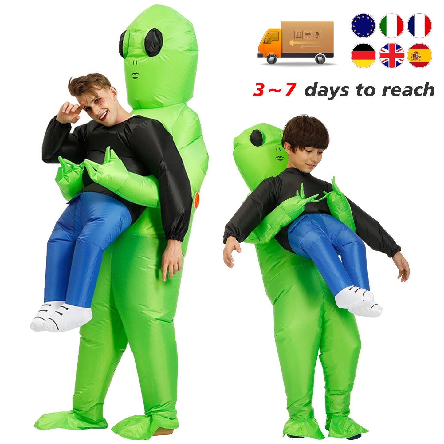 ET Alien Inflatable Costume - Scary Green Suit for Adults