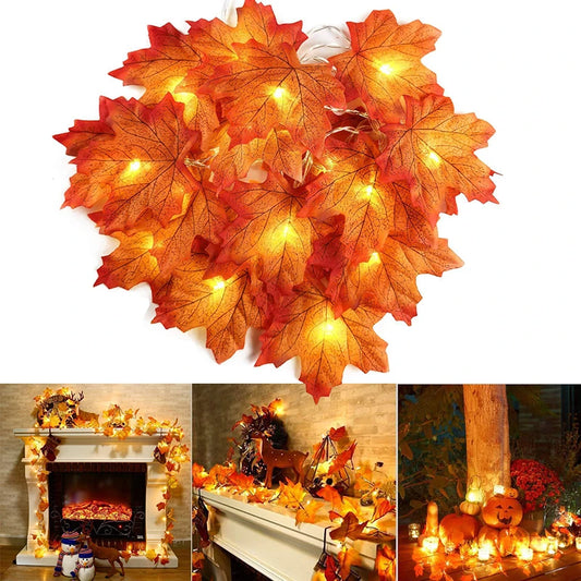 2/3/6M Christmas Decoration Artificial Maple Leaf Leaves LED Light String