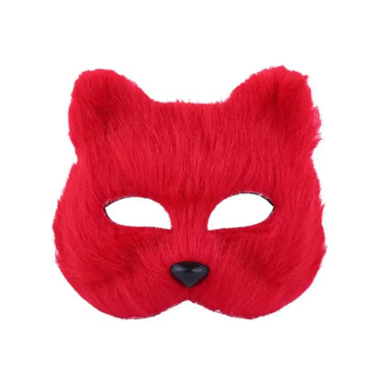 Fox Half Face Mask - Cat Hair Cosplay for Halloween & Parties