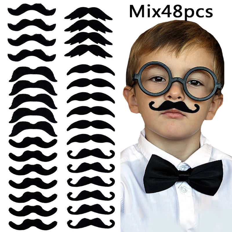 48PCS Funny Fake Mustaches - Halloween Pirate Party Accessories