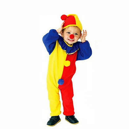 Kids Carnival Clown Costume - Halloween Party Jumpsuit & Hat