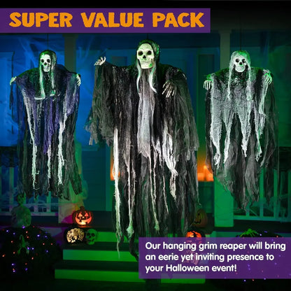 3-Pack Hanging Skeleton & Ghost Decorations - Halloween Decor