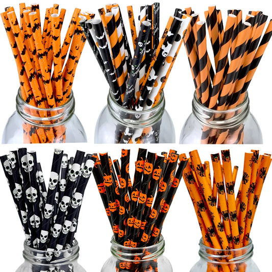 25/50/100 Drinking Stripe Straws for Halloween