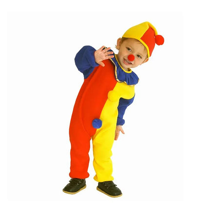 Kids Carnival Clown Costume - Halloween Party Jumpsuit & Hat