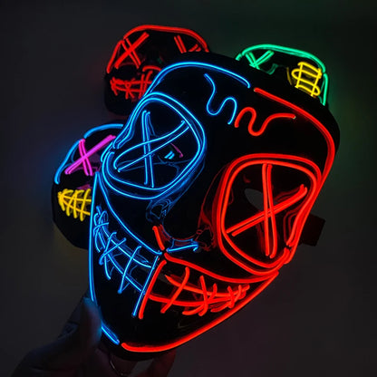 Wireless Neon LED Purge Mask - Glow-in-the-Dark Horror Mask