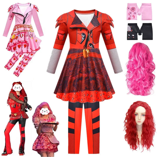 D-Descendants Red Costume for Kids - Halloween Cosplay Outfit