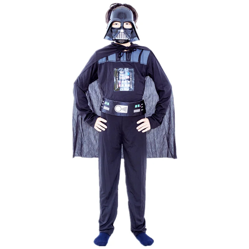 Boys' Black Warrior Costume with Mask & Cape – Perfect for Halloween