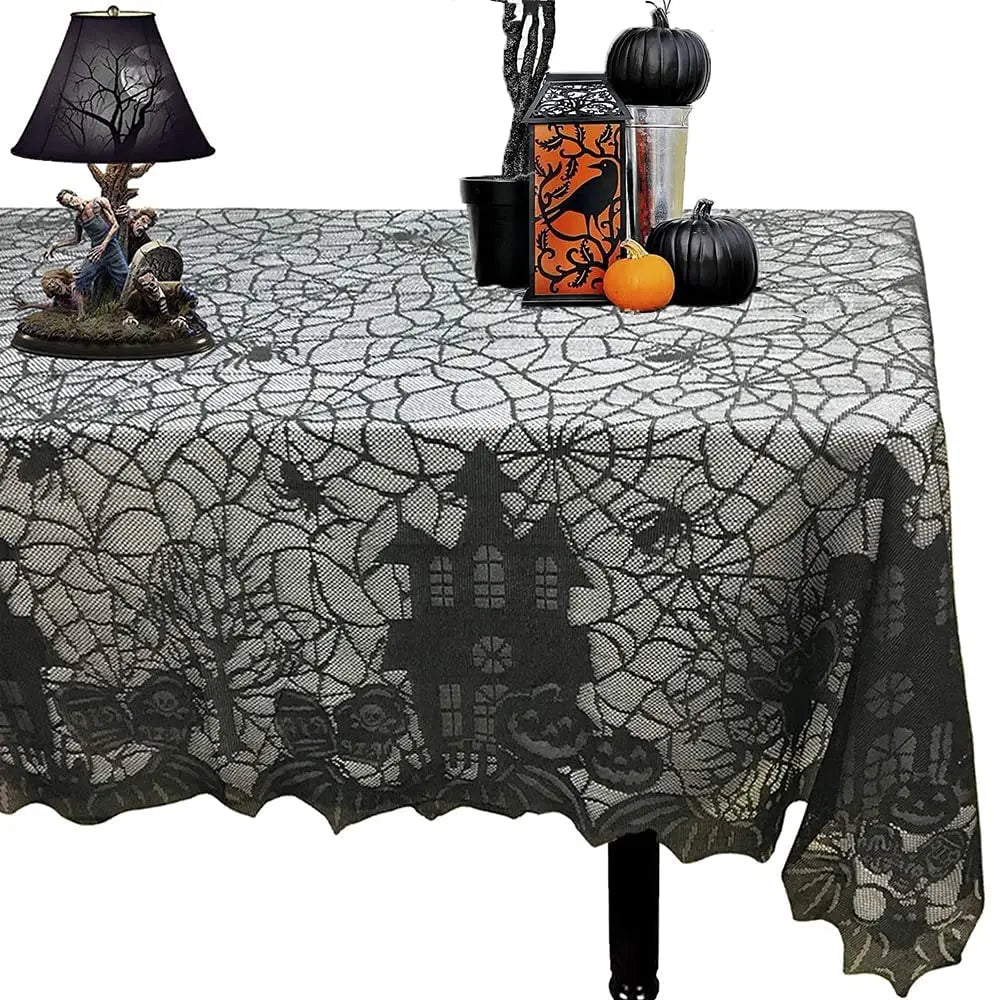 1 pcs of Halloween lace tablecloth spider web skull pattern rectangular shape