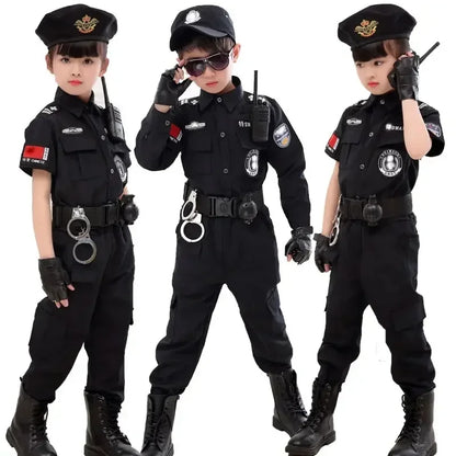 Kids Police Costume Set - Top, Pants & Hat for Halloween