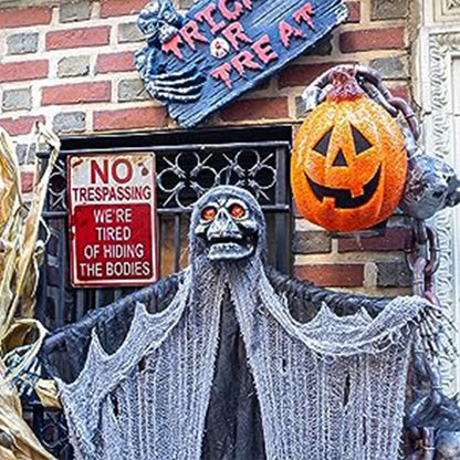 Creepy Blood Metal Beware Sign - Halloween No Trespassing Decoration