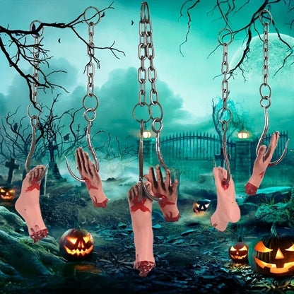 Haunted House Decor - Bloody Hands & Feet Iron Chain Hooks