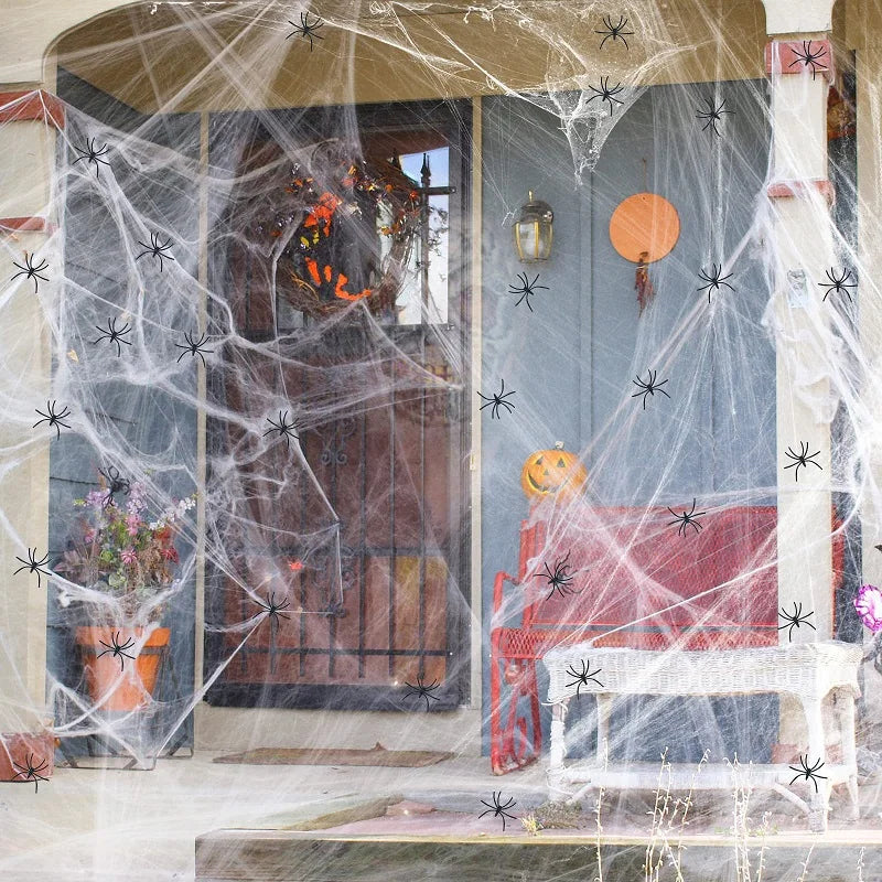 Halloween Spider Web & Scream Decorations – Perfect for Haunted Houses