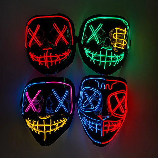 Wireless Neon LED Purge Mask - Glow-in-the-Dark Horror Mask