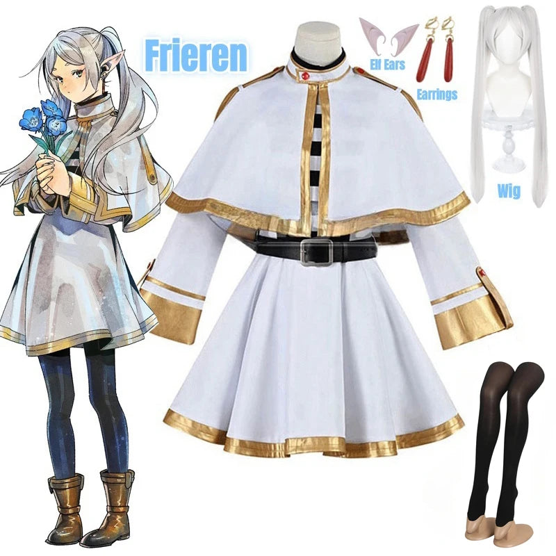 Sousou No Frieren Cosplay Costume - Elf Wig & Shoes for Women