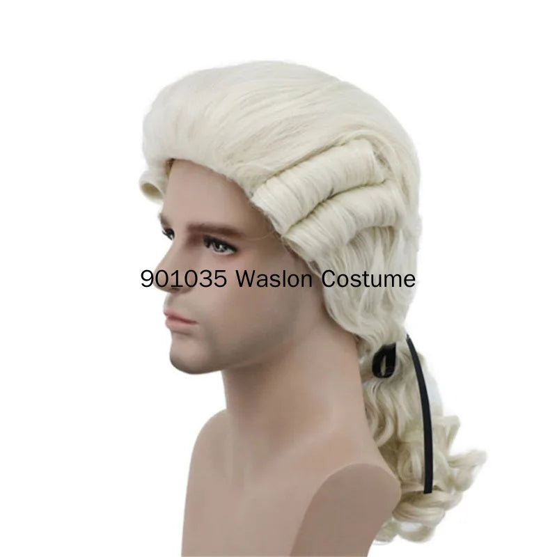 Baroque Judge Wig - Grey Curly Cosplay for Halloween with Wig Cap