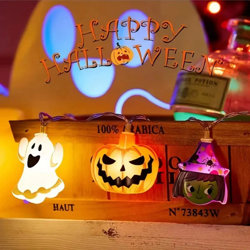 LED String Lights - Pumpkin & Ghost Halloween Decor 2024