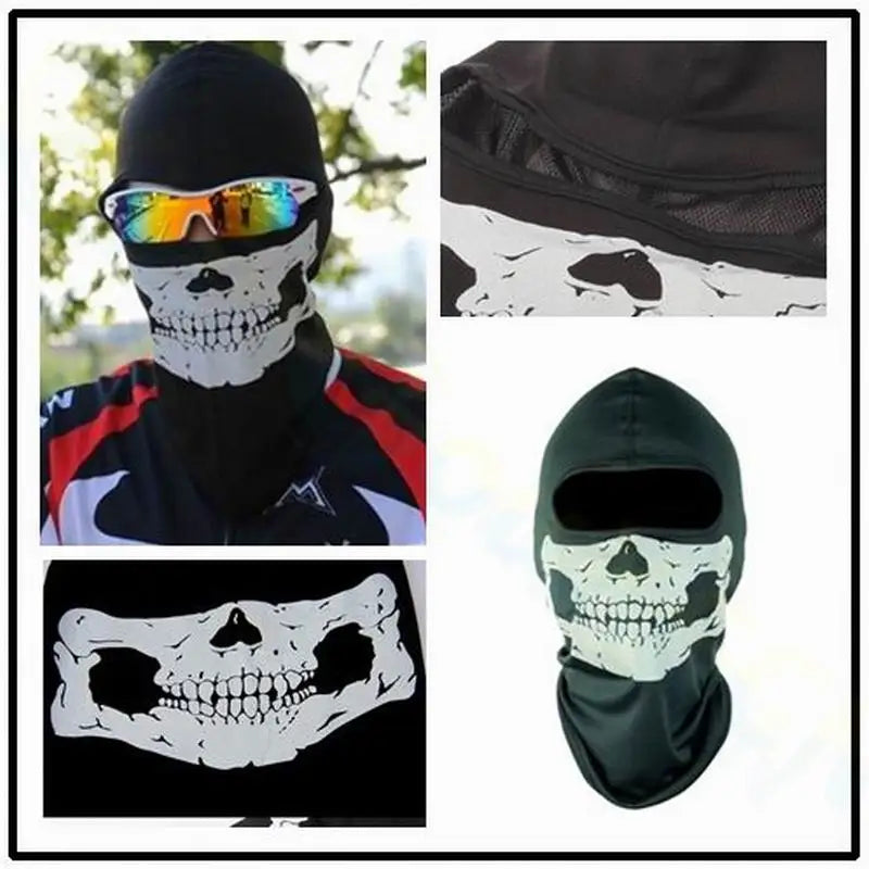 Skull Print Balaclava - Windproof Full Face Mask for Biking & Skiing