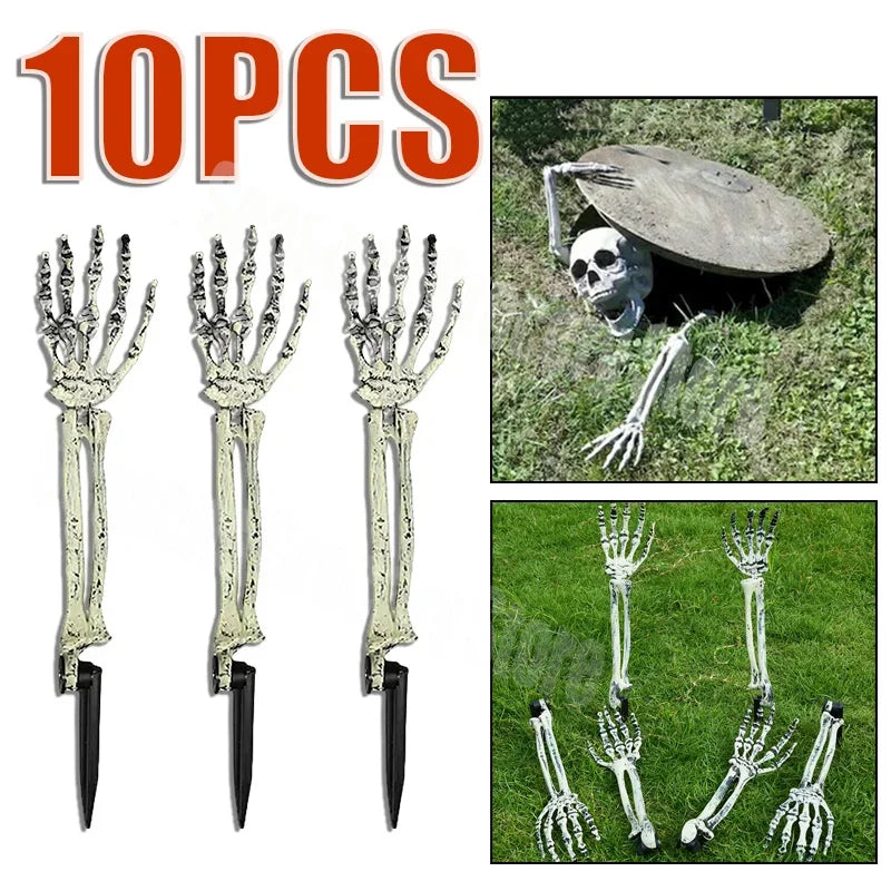 Realistic Skull Skeleton Hand & Arms - Halloween Decor Prop