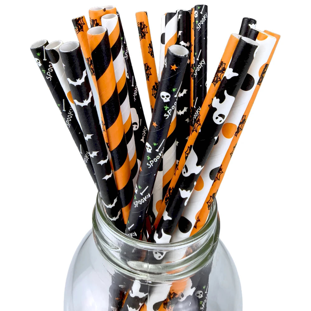 25/50/100 Drinking Stripe Straws for Halloween