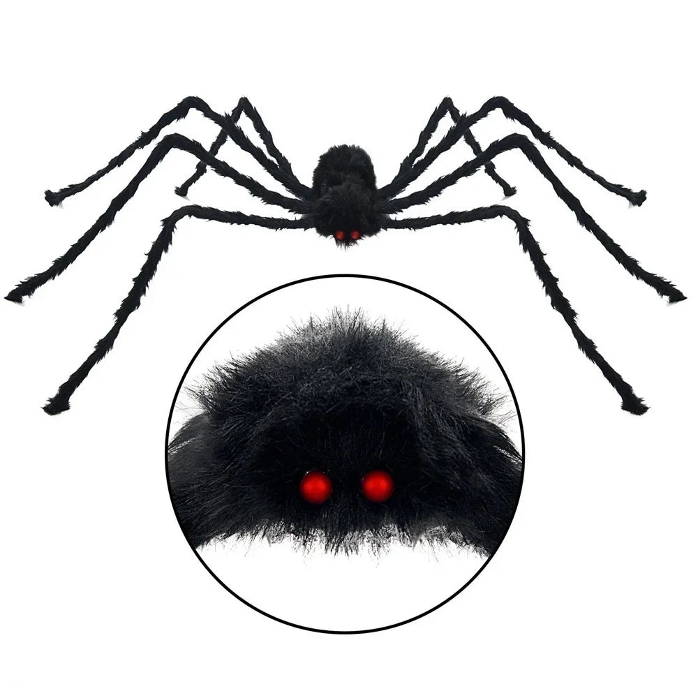 Giant Black Plush Spider - Halloween Decoration Prop