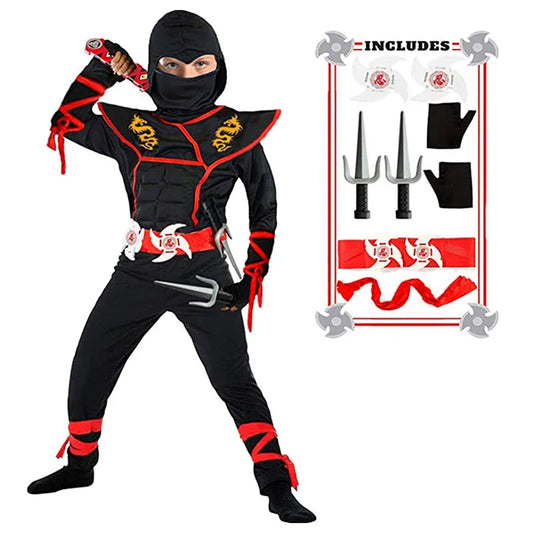 Ninja Costume for Boys - Muscle Outfit with Foam Accessories