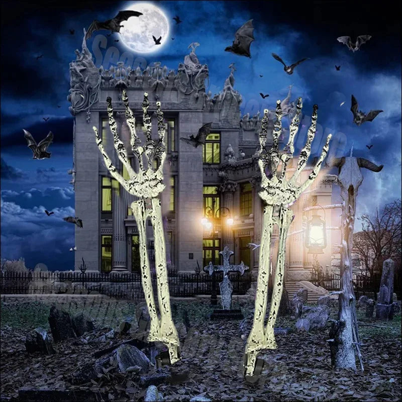 Realistic Skull Skeleton Hand & Arms - Halloween Decor Prop