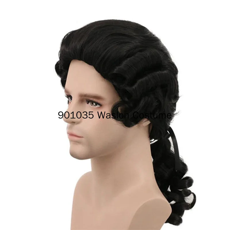 Baroque Judge Wig - Grey Curly Cosplay for Halloween with Wig Cap