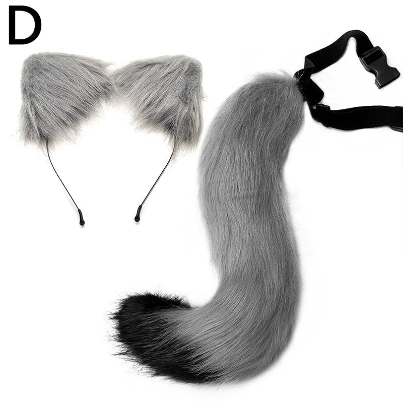 Fluffy Fox Cat Ears Headband Set - Halloween Cosplay Accessory