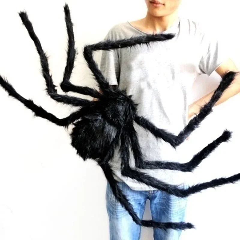 Giant Black Plush Spider - Halloween Decoration Prop