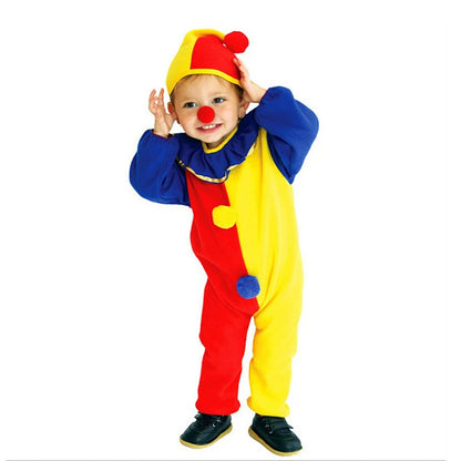 Kids Carnival Clown Costume - Halloween Party Jumpsuit & Hat