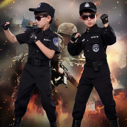 Kids Police Costume Set - Top, Pants & Hat for Halloween