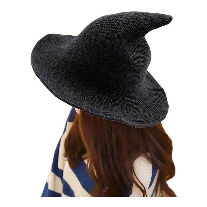 Women's Knit Witch Hat - Foldable Halloween Cosplay Accessory