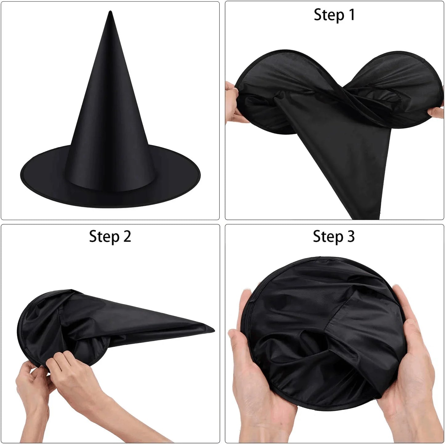 12pcs Halloween Witch Hat Costume Accessory for Halloween Party, Black