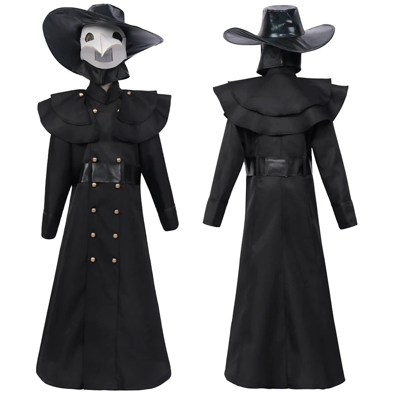 Adult Kids Halloween Costume Medieval Hooded Robe Plague Doctor Bird