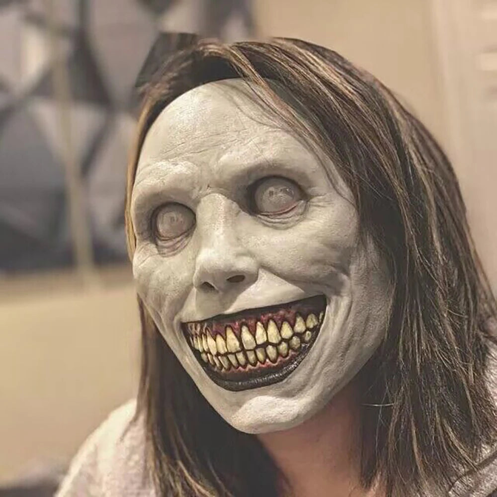 Exorcist White Face Demon Mask - Scary Halloween Cosplay Prop