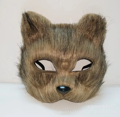 Fox Half Face Mask - Cat Hair Cosplay for Halloween & Parties